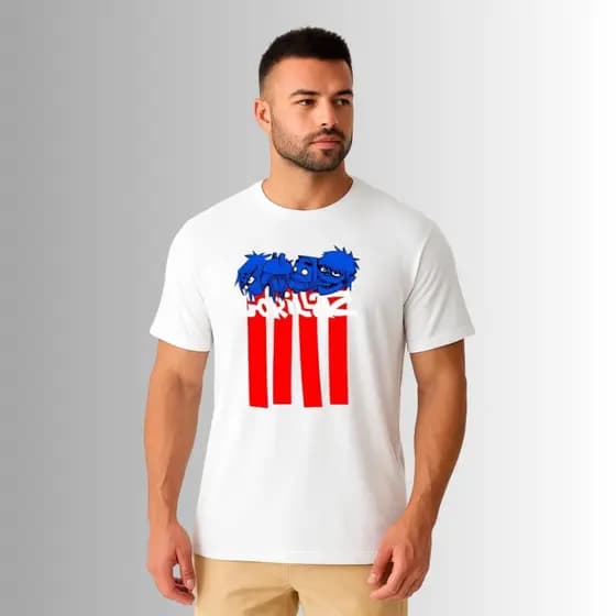 Camisa Camiseta Unissex Gorillaz Caras Azul Banda Rock Fã Estampada 100% Algodão Envio Rapido