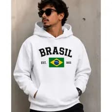 Moletom Canguru Brasil Masculino Estiloso Casual Premium Envio Rápido