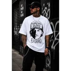 Camiseta Chorão Charlie Brown Jr Oversized Branca Estampa Rock Nacional Algodão Premium