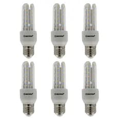 KIT 6 Lâmpada Led Compacta 7W 3000K Luz Amarela Branca Quente Bivolt Residencial E27 Espiga de Milho
