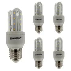 KIT 5 Lâmpadas Led Compacta 4,8W 3000K Luz Amarela Branco Quente Bivolt Econômica E27 Espiga Milho