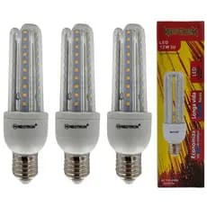 KIT 3 Lâmpadas Led Compacta 12W 3000K Luz Amarela Branca Quente Bivolt 110/220V 3U Casa Espiga Milho