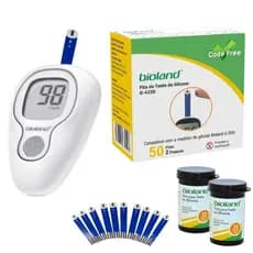 Kit Aparelho Medidor Digital Glicosímetro Bioland G-425-3 + 50 Fitas Teste Glicemia Diabetes Glicose