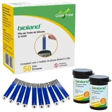 50 Tiras Glicemia G-423S Bioland Fita Teste para Aparelhos Glicosímetros de Medição Glicose Diabetes