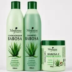 Kit capilar Babosa Shampoo Condicionador Máscara de hidratação Cabelo Liso Cacheado Maycrene