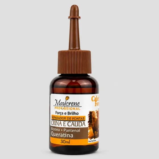 Reparador de pontas 30ml Crina e cauda Maycrene Cabelo liso redução do frizz e brilho