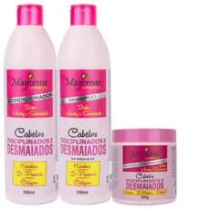 Kit Shampoo Condicionador Máscara Desmaiados Cabelo Sem Frizz Colágeno Hidratação Brilho Maycrene