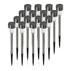 kit 5/10un luz Solar Balizador Chão Prata Decoração Jardim Quintal cor de luz branco quente frio RGB