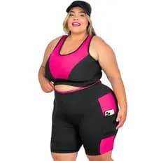 Conjunto Top + Short com bolso 40 ao 54 LANÇAMENTO Roupa feminina Fitness Curves Slim e Plus Size