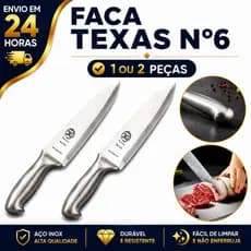 Faca Peixeira Toda em Inox Profissional N°7 Linha Texas Afiada Açougueiro Açougue Cozinha Carne Churrasco