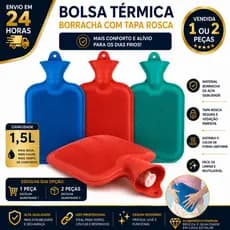 Bolsa Térmica Compressa 1 ou 2 Para Água Quente Ou Fria Grande 1,5LT Dores Muscular Cólicas
