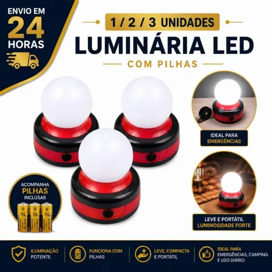 Luminária Lamparina Com Pilhas Led Abajur A Pilha Portátil Econômica Sem Fio Casa Trabalho Acampamento