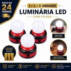 Luminária Lamparina Com Pilhas Led Abajur A Pilha Portátil Econômica Sem Fio Casa Trabalho Acampamento