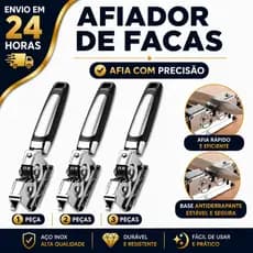 Afiador Amolador De Facas 1/2/3 Tesouras Profissional Manual em Inox Resistente Prático