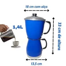 Cafeteira Alumínio Azul Extra Forte Econômica Manual Italiana 1,4 Litros
