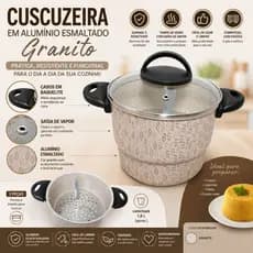 Cuscuzeiro Teflon Antiaderente com Tampa De Vidro Granito Bege