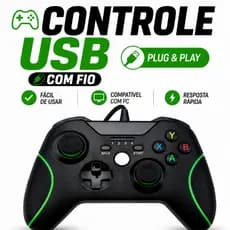 Controle Xbox One Com Fio USB PC Gamer Dupla Vibração Alta Precisão Compatível Xbox One e PC