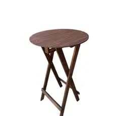 Mesa Bistrô Para Jardim E Bares Redonda Dobrável Madeira Rústico