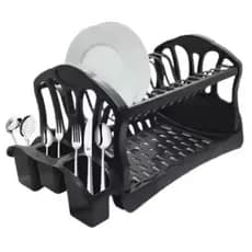 Escorredor Duplo de Louças 13 Pratos, Porta Talher e Copo Para Cozinha Preto