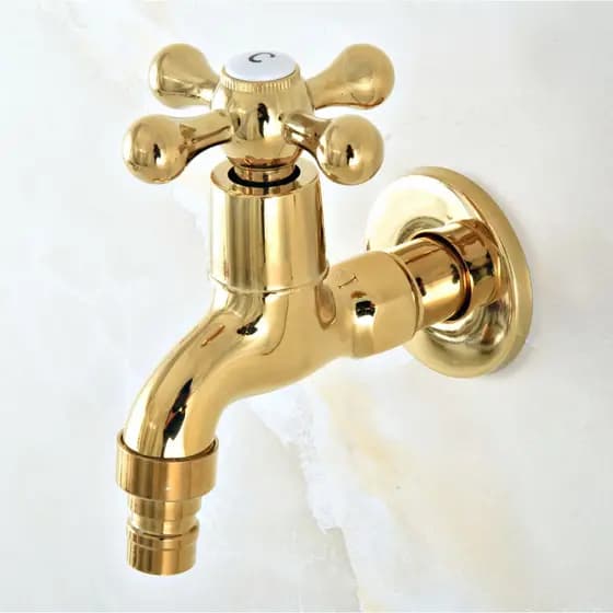 Lavanderia De Parede De Latão Dourado De Uma Só Mão Cozinha Torneira De Água Jardim nav141