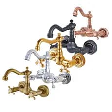 Montado Na Parede De Bronze Cozinha Banheiro Bico Giratório Torneira Misturadora Água nzh050