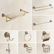 Conjunto De Acessórios De Banheiro De Parede De Latão Antigo Suporte De Toalha De Hardware De Banho Escova De Dentes Vas