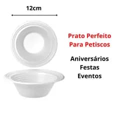 Kit Pratinho Descartável 12cm Plástico Fundo Petiscos Eventos Festas Aniversário