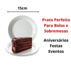 Kit Pratinho Descartável 15cm Plástico Raso Bolos Sobremesa Salgados Festas Aniversário