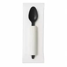 Kit Colher Preta com Guardanapo Descartável Festas Aniversários Delivery Restaurantes