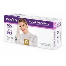 Luva de Vinil Tamanho G C/100 unidades Sem Pó Inoven