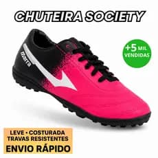 Chuteira Society Masculina Pink Travas Antiderrapante Leve Confortável Quadra Sintética Copa Brasil