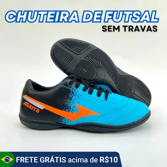 CHUTEIRA de FUTSAL Sem Trava Profissional Reforçada Quadra Salão Tênis Masculino do 34 ao 45
