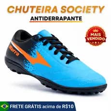 Chuteira Society Masculina Leve Resistente Com Travas Antiderrapante em Várias cores do 34 ao 43