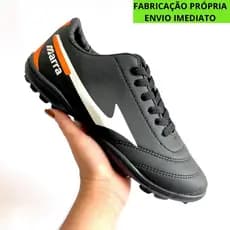 Chuteira PRETA SOCIETY FUTSAL Resistente Leve Original Masculina Tênis Fut7 Com e Sem Trava PROMOÇÃO