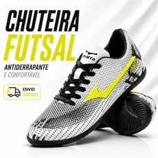 Chuteira Masculina de Futsal Leve Confortável Antiderrapante Futebol Salão 34 ao 45