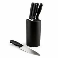 Jogo de Facas de Inox, 5 Facas + 1 Cepo, Preto