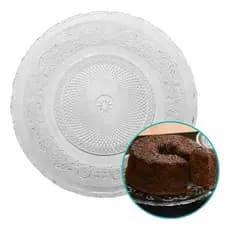 Prato De Vidro Para Bolo Pudim Doces Sobremesa Tripoli 33cm