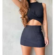 Short Saia Feminino Bengaline Poliamida Premium Moda Verao Promoção