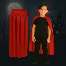 (V)Fantasia Infantil Halloween Capa longa de Vampiro Vermelha com Gola Alta 🦇P5TA