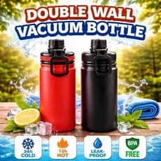 Garrafa Térmica Inox 800ml Preta e Vermelha com Tampa Antivazamento - 24h Gelado 12h QuenteNLQ6