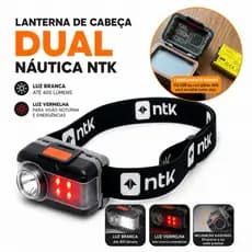 Lanterna de Cabeça NTK Dual 400 Lumens luz vermelha e branca a pilha e bateria  Para Camping Trilha Pesca