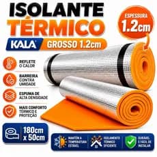 Isolante Térmico Kala Grosso 1,2cm EVA Aluminizado 180x50cm Colchonete Camping Trilhas Barraca Anti Umidade