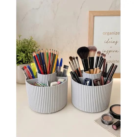 Porta Lápis Giratório Organizador de Mesa Porta Canetas Porta Pincéis Maquiagem Decoração Home Office