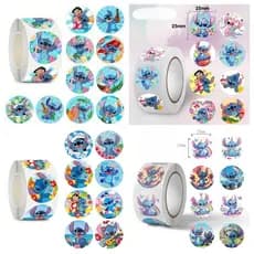 500 Unidades De Adesivos De Rolo De Princesa De Conto De Fadas-Stitch , Mickey , Minnie , Elsa Animação De Desenhos Anim