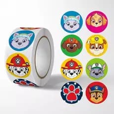 500 Peças/Rolo Adesivos De Recompensa Infantil Paw Patrol-Animal Fofo De Desenho Animado , Redondos Para Elogios , Incen