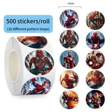 500 Unidades/Rolo Adesivos Do Homem-Aranha-Decalques Legais De Super-Heróis Para Notebooks , Bagagem E Papelaria Infanti