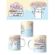 CANECA DE PORCELANA DIA DAS MÃES PARABENS