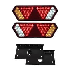 Par Lanterna Traseira Carreta Caminhão LED Compatível Guerra 12v 24v Com Suporte de Metal Lantersul