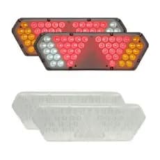 Par Lanterna Traseira Guerra Motion White Cristal LED 12/24v + Par de Lentes Lantersul