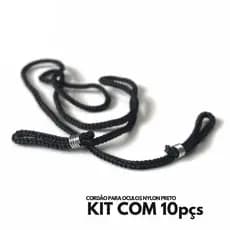 Cordão para óculos nylon preto c/ 10 peças
